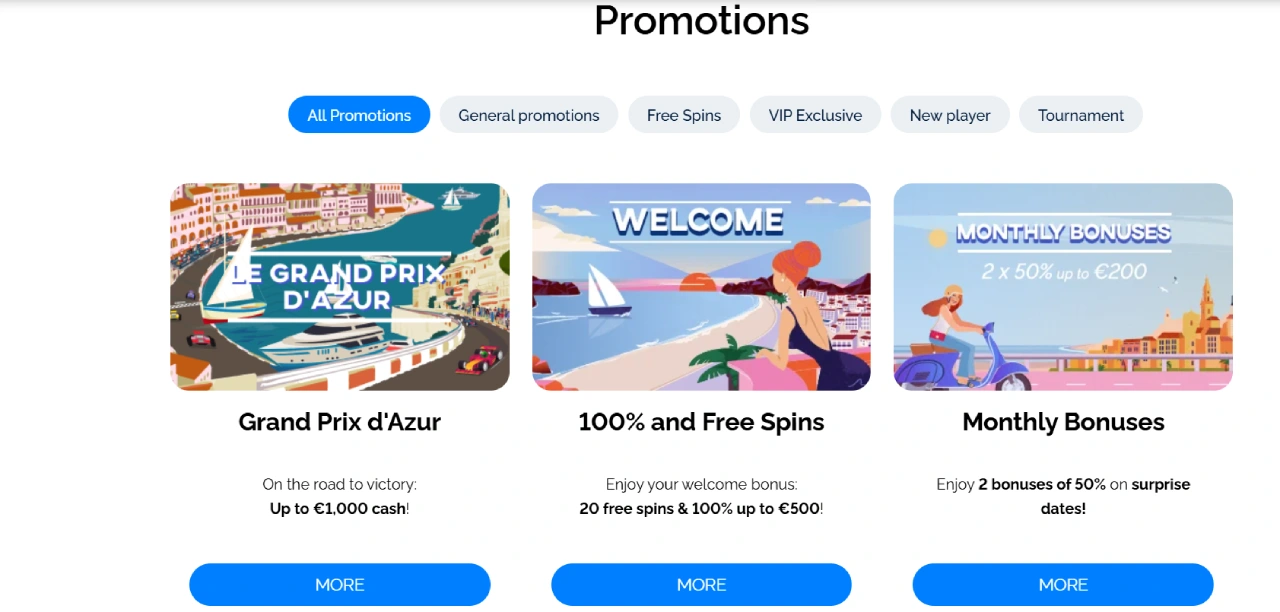 Azur Casino Μπόνους
