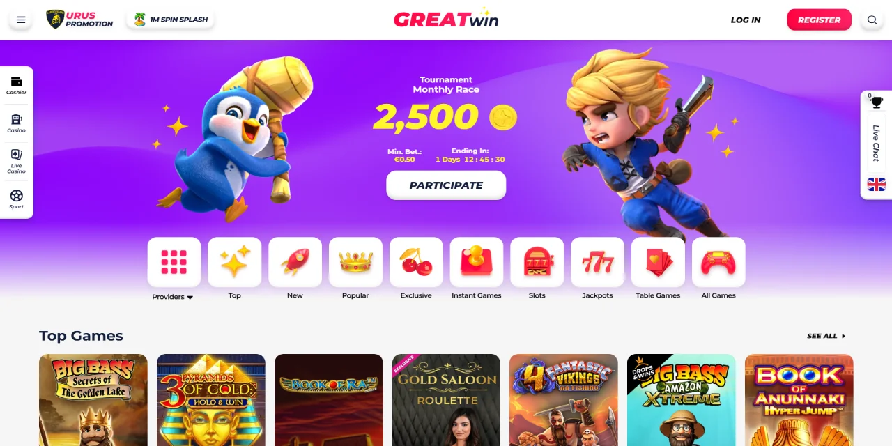 GreatWin Casino Παιχνίδια